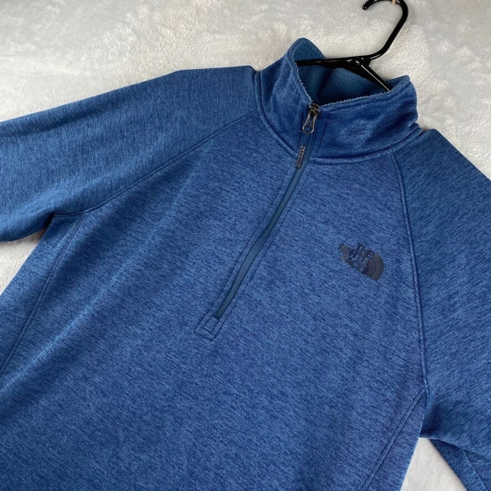 North Face 1/2 Zip Pullover Men Medium Blue Canyonlands Fleece Sweatshirt Cuffed
